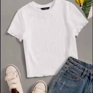 Shein White Cropped Tee Size XL